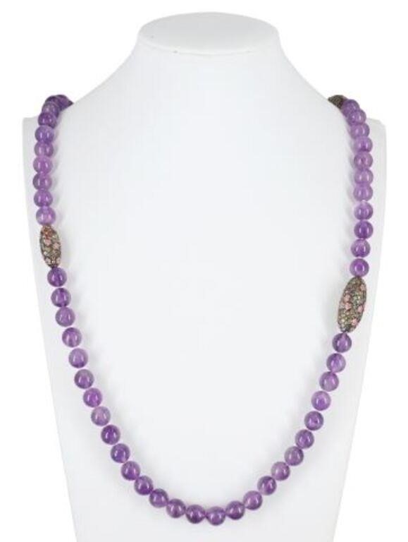 Appraisal: ESTATE DESIGNER GEMSET AMETHYST NECKLACEEstate beaded necklace possibly Matthew Campbell