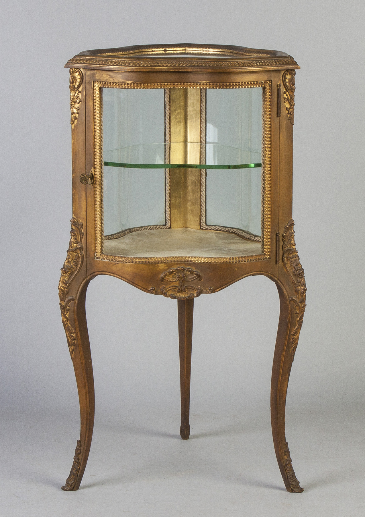 Appraisal: French Gilded Serpentine Vitrine th cent