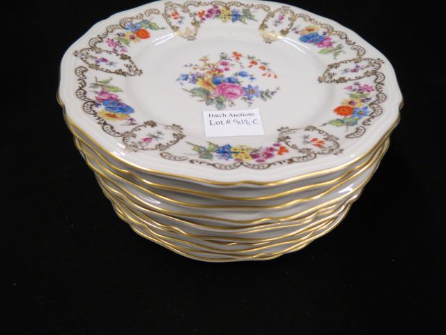 Appraisal: German Porcelain Plates floral gold excellent