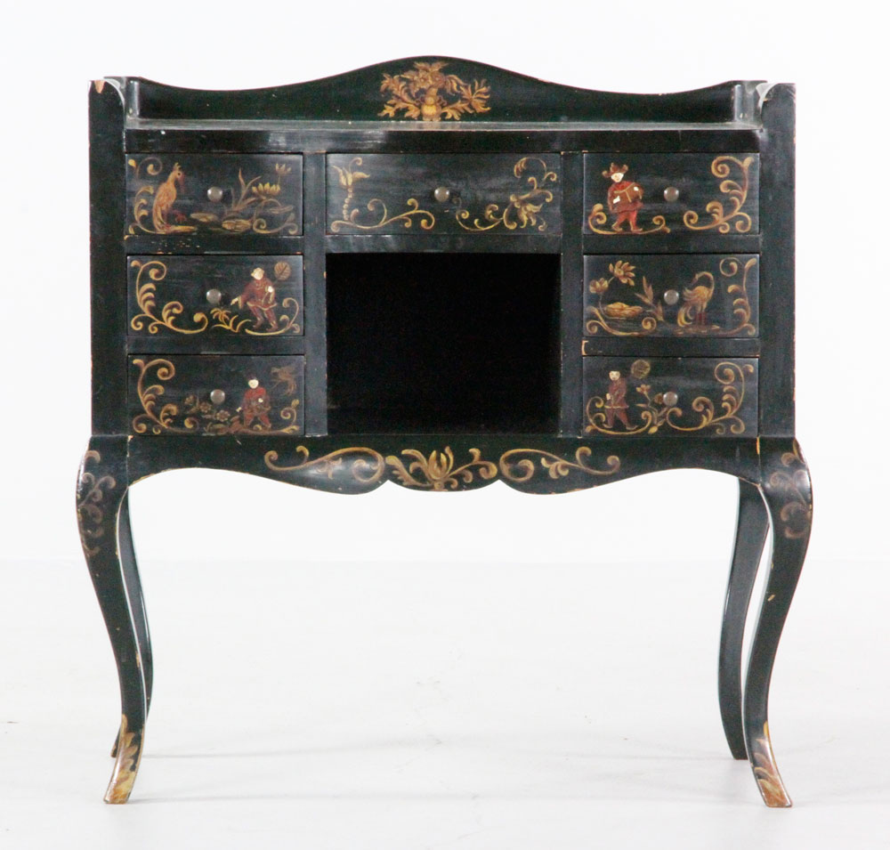 Appraisal: - Chinese Lacquered Stand Chinese lacquered stand with seven drawers