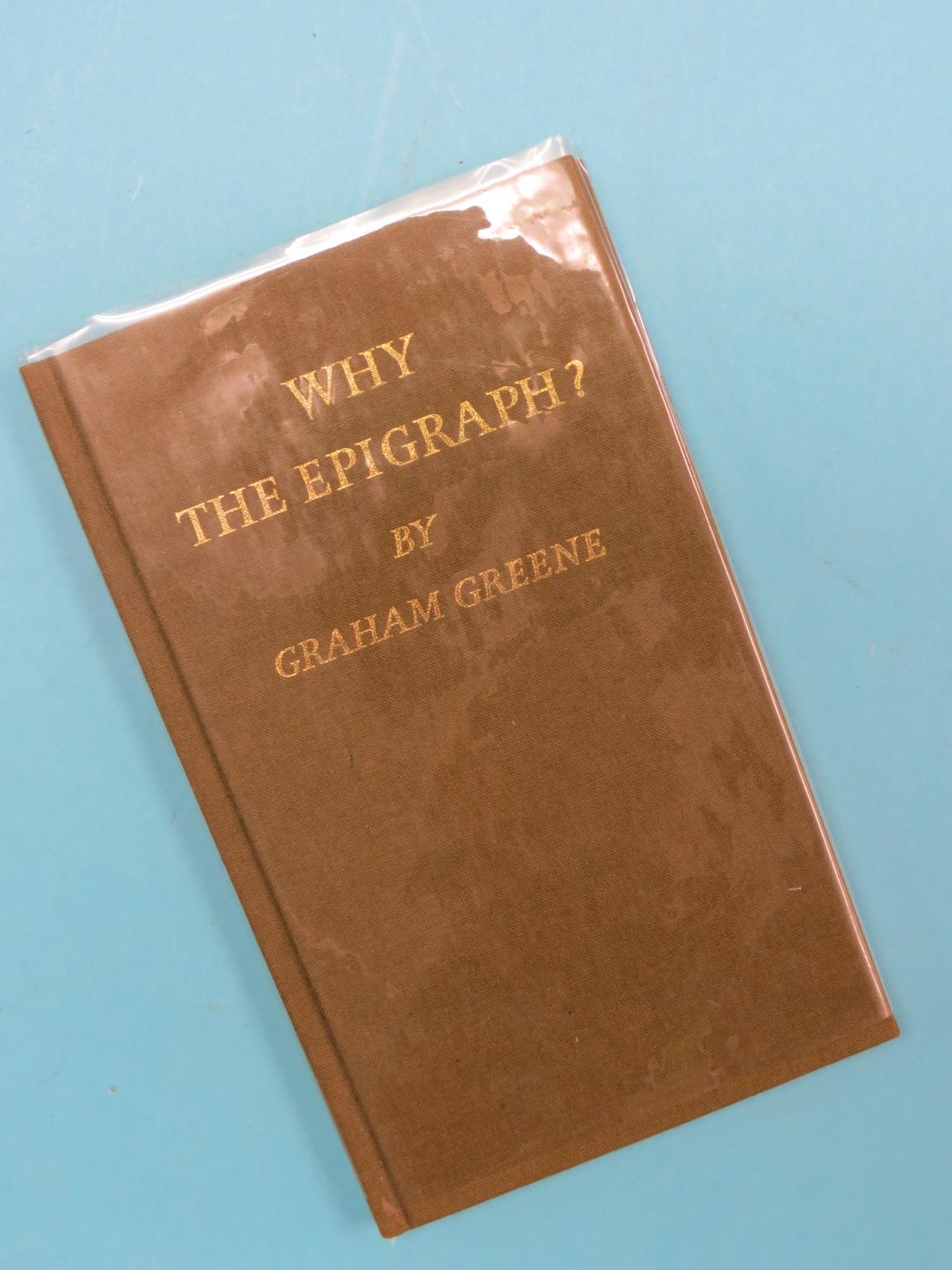 Appraisal: Graham Greene - Why The Epigraph Nonsuch Press London signed