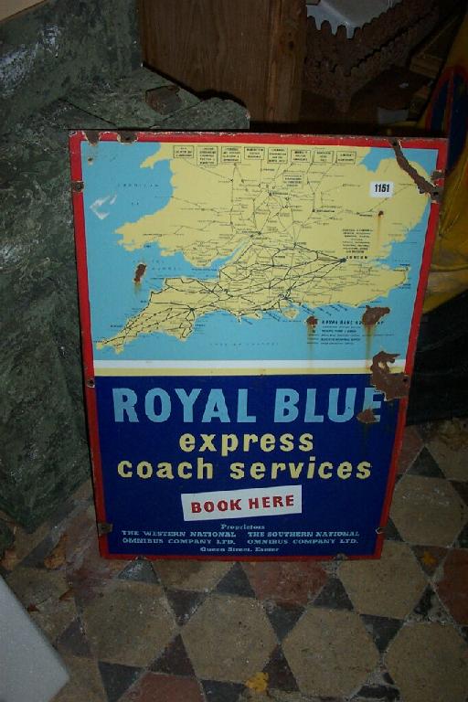 Appraisal: An enamel sign of rectangular form advertising Royal Blue Express