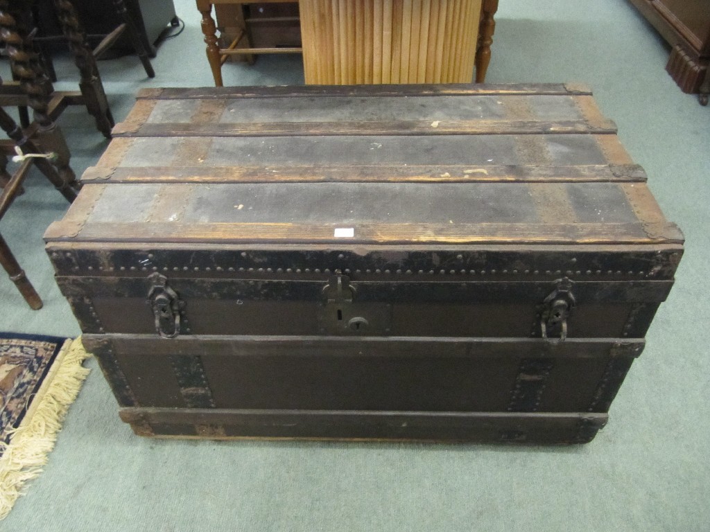 Appraisal: Wooden bound travel trunk and quantity of Denby dinnerwares