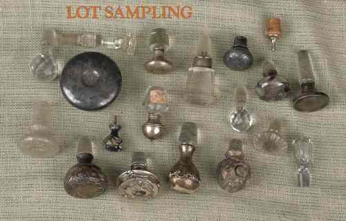 Appraisal: Large group of stoppers to include glass porcelain and silver