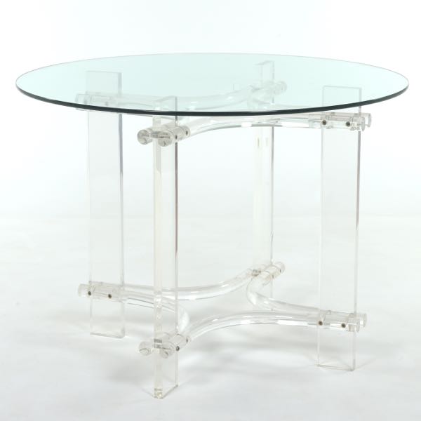 Appraisal: LUCITE AND GLASS DINING TABLE - H x W Clear