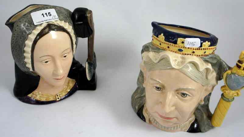 Appraisal: Royal Doulton Large Character Jugs Queen Victoria D and Anne