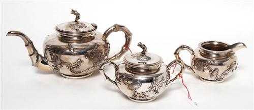 Appraisal: SILVER TEAPOT CREAM JUG AND SUGAR BOWL China th th