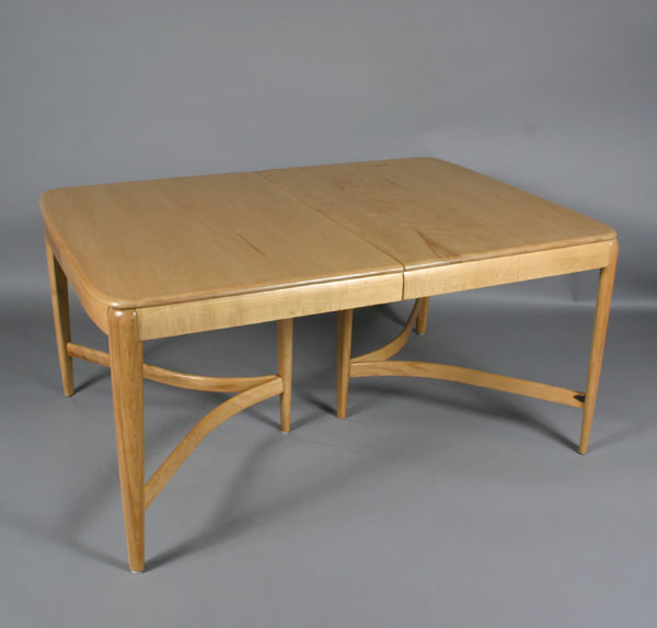 Appraisal: Heywood Wakefield platinum finish dining table with six tapered legs