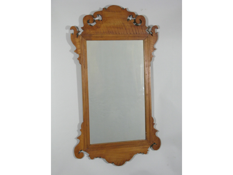 Appraisal: Chippendale Style Wall Mirror tiger maple handcrafted frame - x