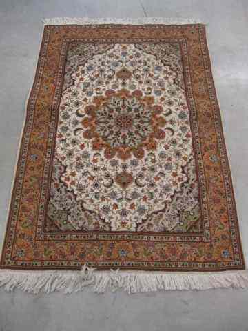 Appraisal: Tabriz Persian Handmade Rug elaborate floral on ivory field fine