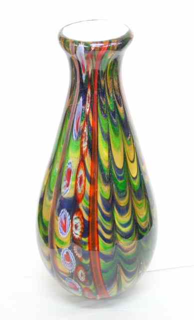 Appraisal: A MURANO VASE WITH FLORAL DECORATION over a green yellow