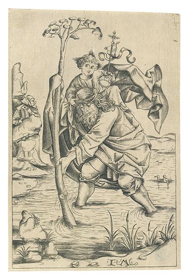 Appraisal: ISRAEL VAN MECKENEM St Christopher Engraving circa - x mm