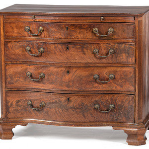 Appraisal: A George III Figured Mahogany Serpentine Front Bachelor's Chest Circa