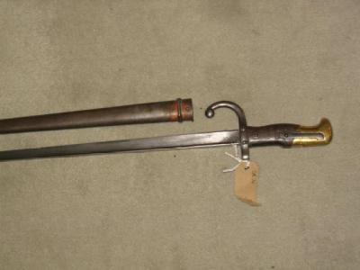 Appraisal: A FRENCH GRAS BAYONET with steel guard brass mounted wood