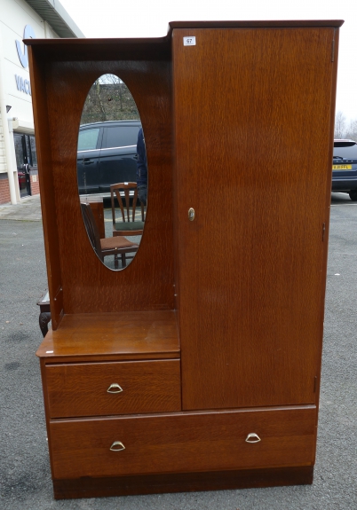 Appraisal: Oak dressing table wardrobe