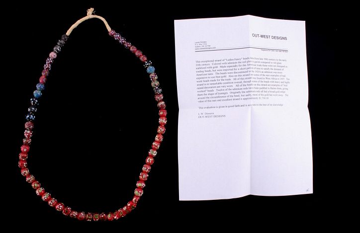 Appraisal: th C Ladies Fancy Wedding Trade Bead Necklace This exceptional