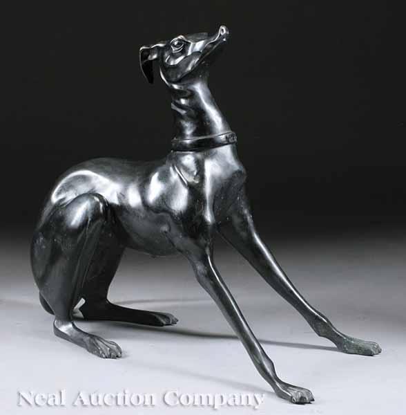 Appraisal: A Patinated Bronze Figure of a Seated Whippet height in