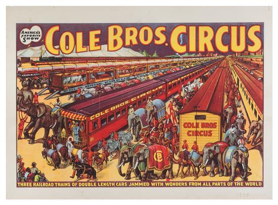 Appraisal: Sale Lot CIRCUS COLE BROTHERS Poster Three Railroad Trains of