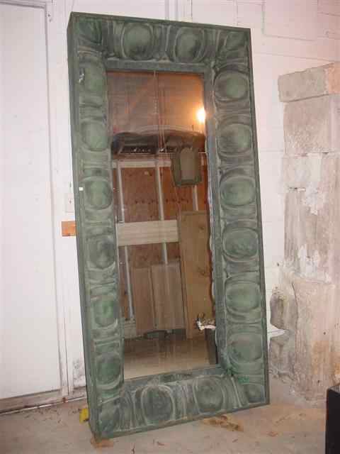 Appraisal: LARGE COPPER PATINATED METAL FRAMED MIRROR of rectangular form with