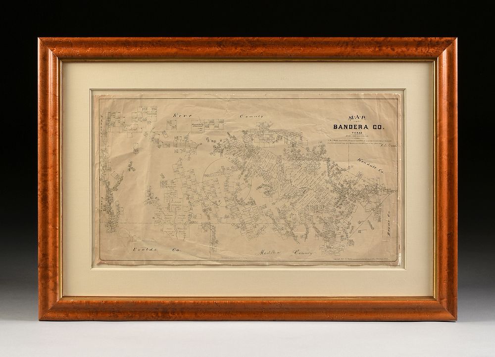 Appraisal: AN ANTIQUE CADASTRAL MAP Map of Bandera County Texas ST