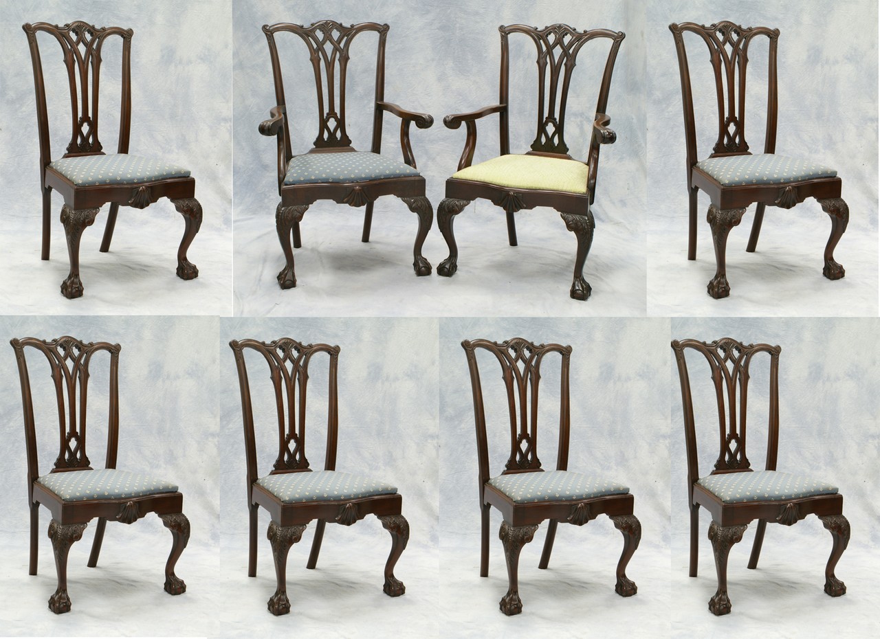 Appraisal: carved mahogany Chippendale style Centennial DR chairs gothic pierced backs