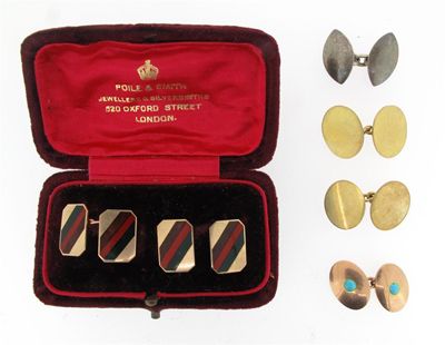 Appraisal: A pair of ct gold cufflinks with enamel decoration for