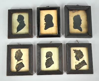 Appraisal: Six Early Framed Silhouettes Each framed under glass including four