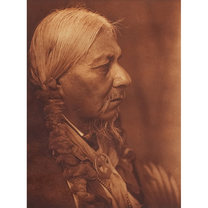 Appraisal: Edward Curtis photograph sepia Native American portrait matted framed h