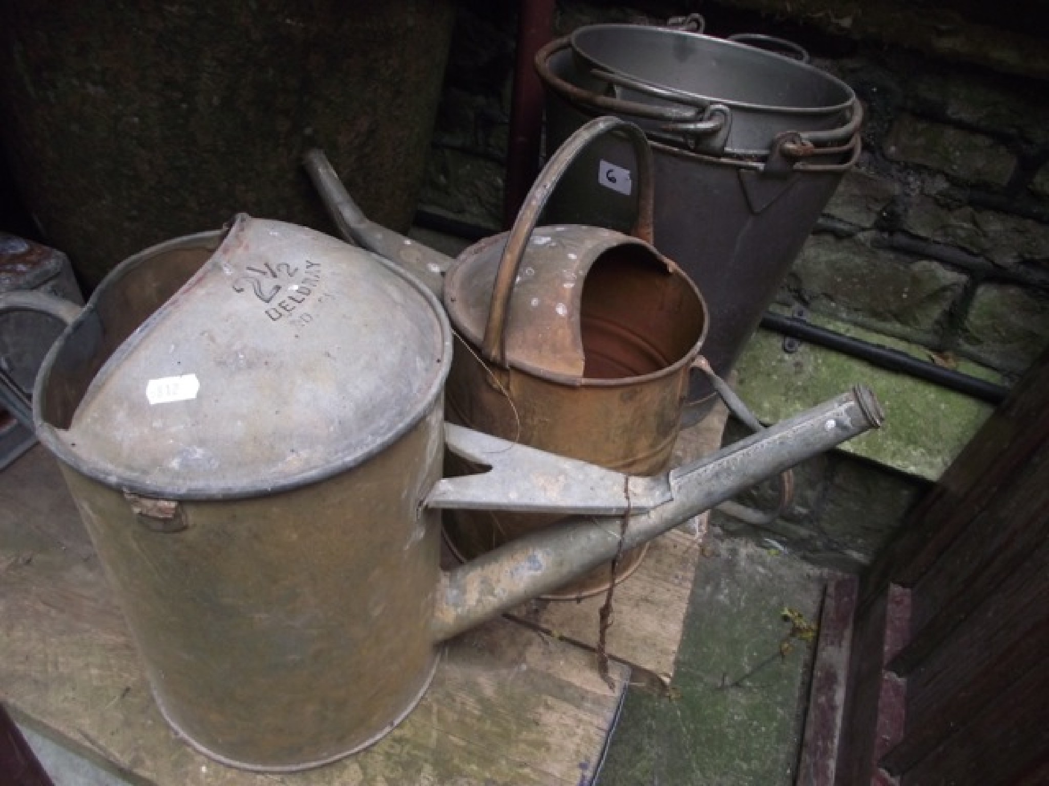 Appraisal: Two vintage steel pails with loop handles one labelled Lister