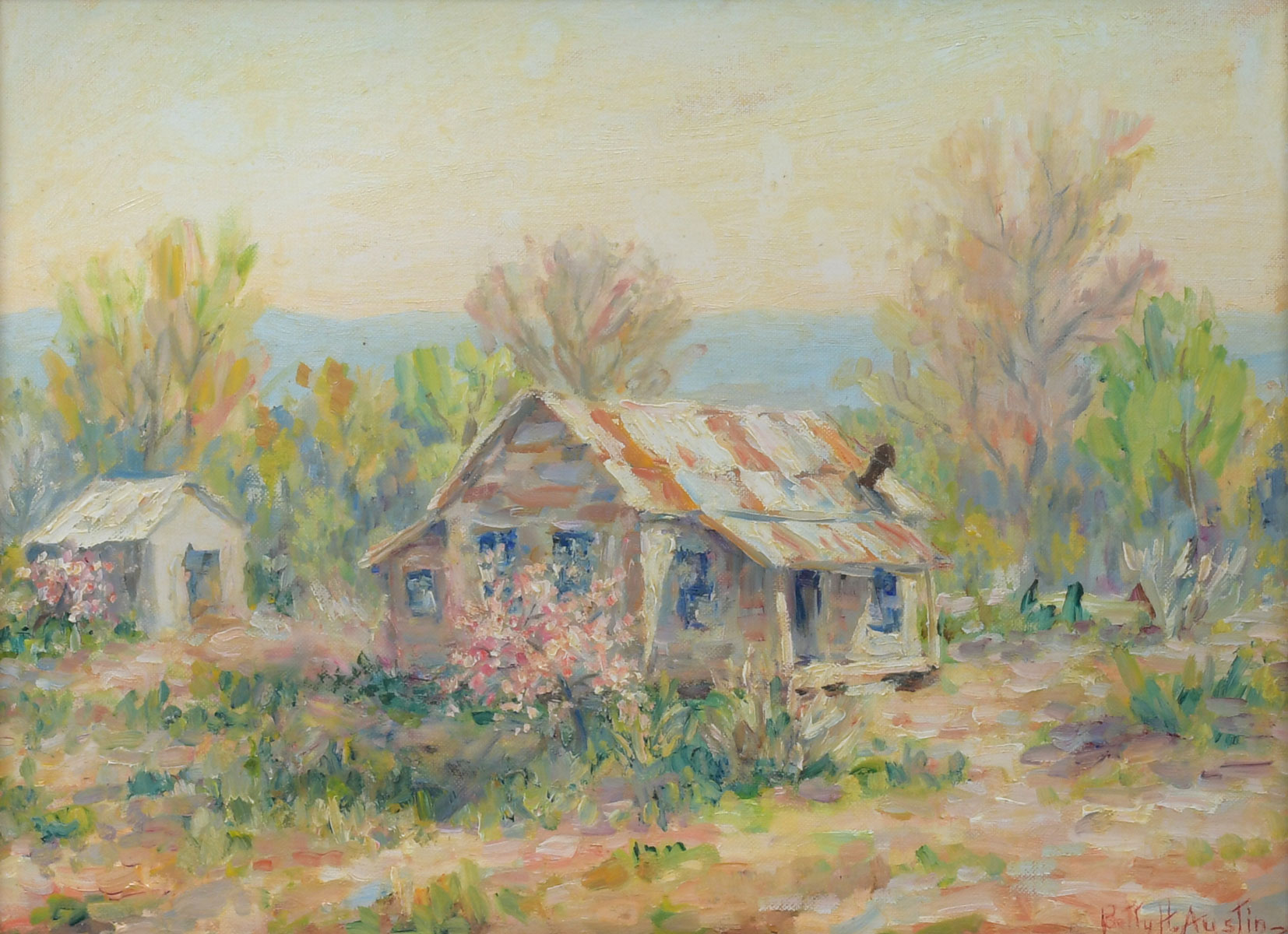 Appraisal: AUSTIN Betty H American th Century Landscape with Cabin and