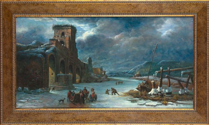 Appraisal: Continental School Early th Century Fishermen in a Winter Landscape