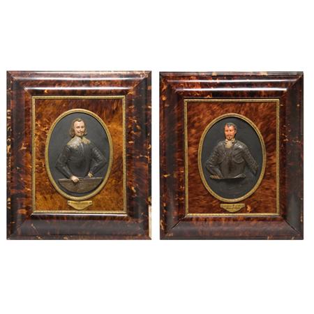 Appraisal: Pair of Italian Wax Portrait Reliefs Estimate -