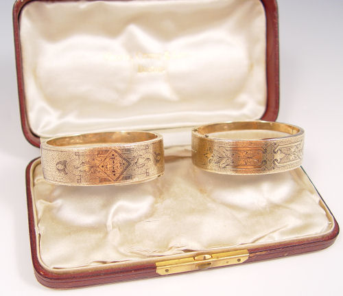 Appraisal: PAIR OF K VICTORIAN BANGLE BRACELETS Pair of K Victorian