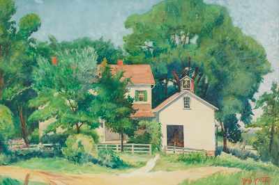 Appraisal: Hans H Volck American th Century Farm house Watercolor on