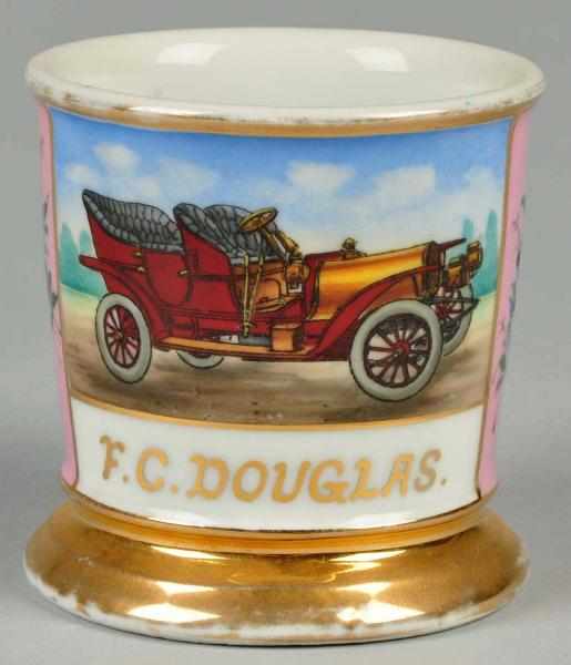 Appraisal: Red Antique Convertible Shaving Mug Description Gilt name F C