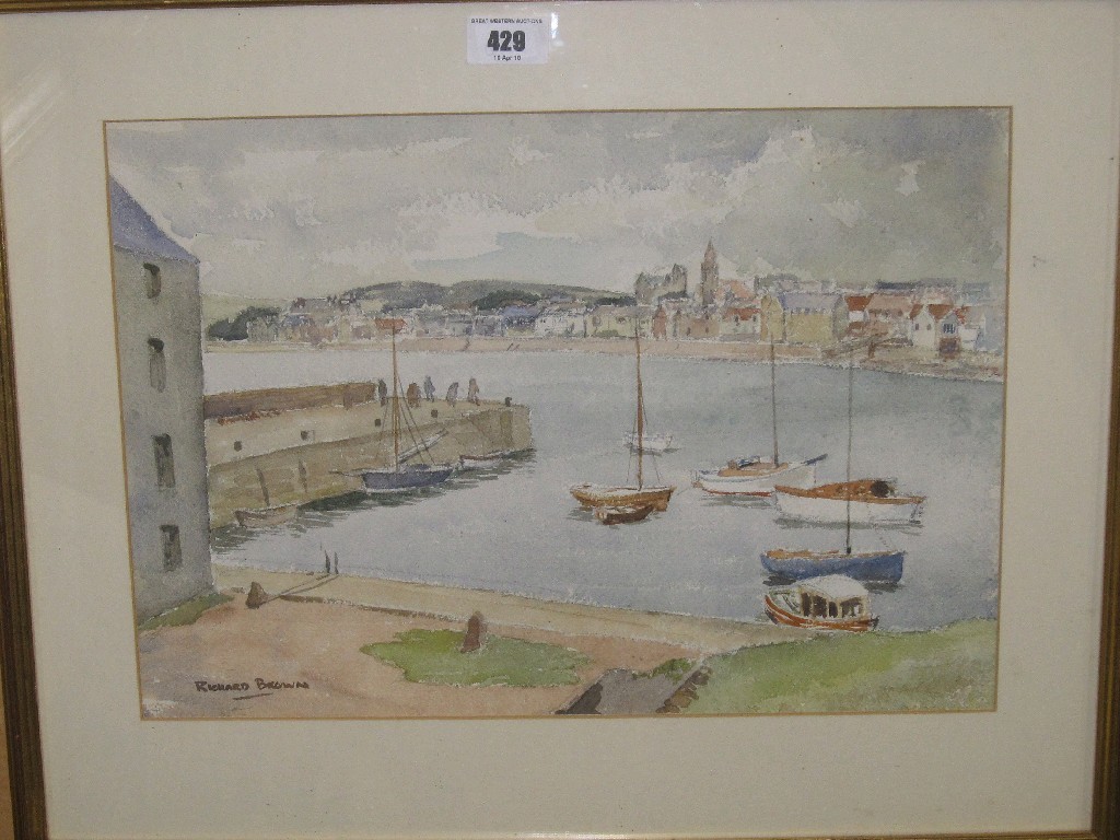 Appraisal: Watercolour harbour scene signed RICHARD BROWN