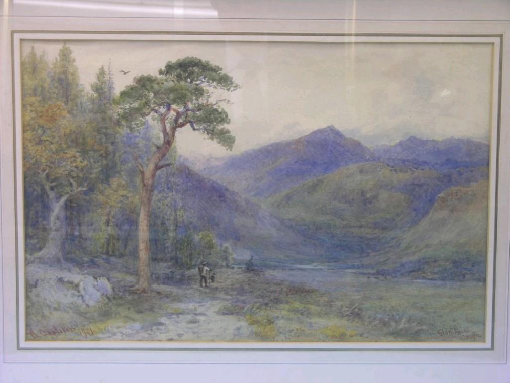 Appraisal: W Appleton - watercolour panoramic view entitled Glen Rosa Arran