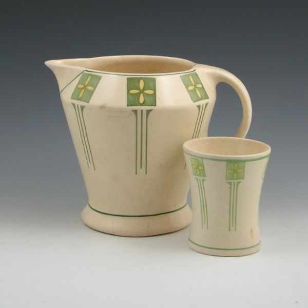 Appraisal: Roseville Conventional Floral Creamware pitcher and tumbler with Arts Crafts