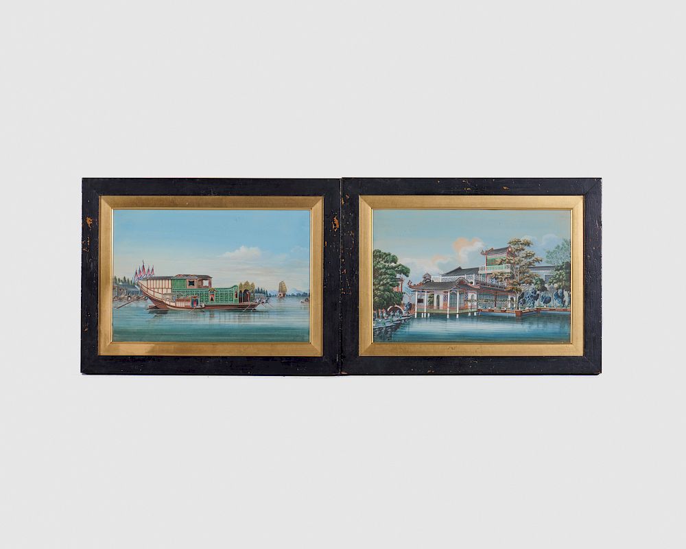 Appraisal: CHINA TRADE th century Pair of Paintings watercolor and gouache