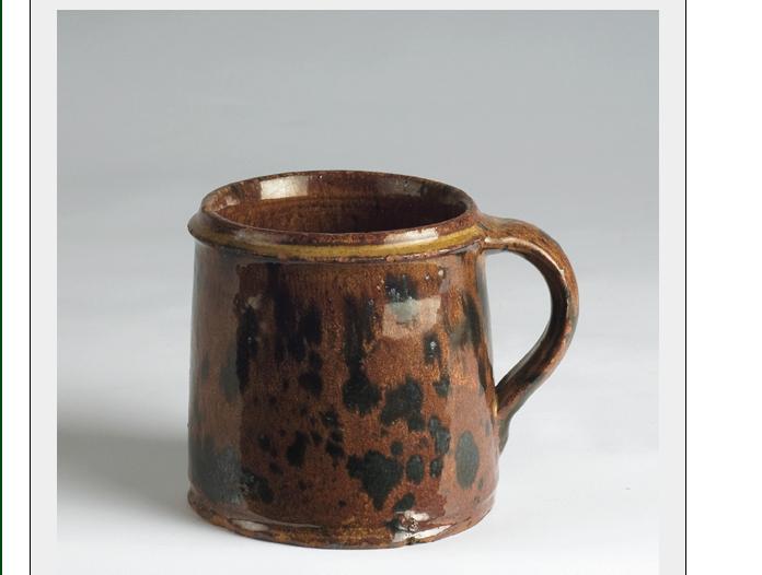 Appraisal: WOOLWICH MAINE GLAZED-REDWARE MUG JOHN CORLISS EARLY NINETEENTH CENTURY Of