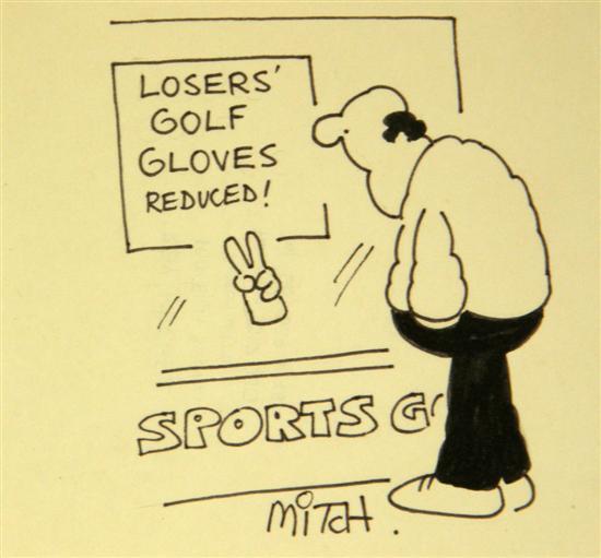 Appraisal: Roy Mitch Mitchell original golf cartoon 'Losers' golf gloves reduced