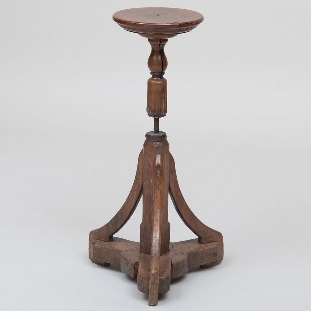 Appraisal: French Walnut Sculpture Stand With swivel top x x in