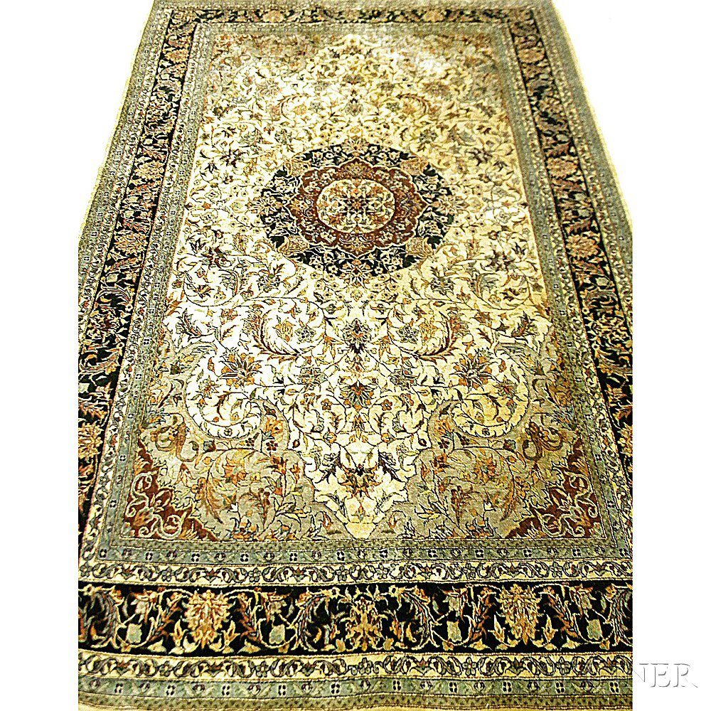 Appraisal: Central Persian-style Rug th century the dark green and brown