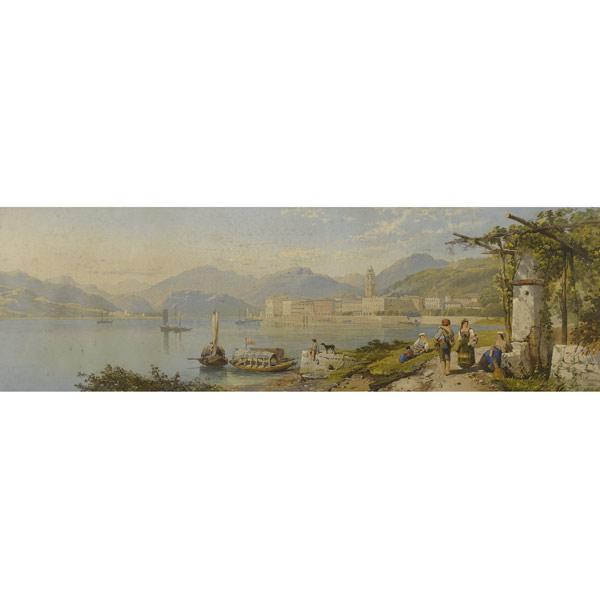 Appraisal: th C PRINT Depicting a Mediterranean scene framed Signed T