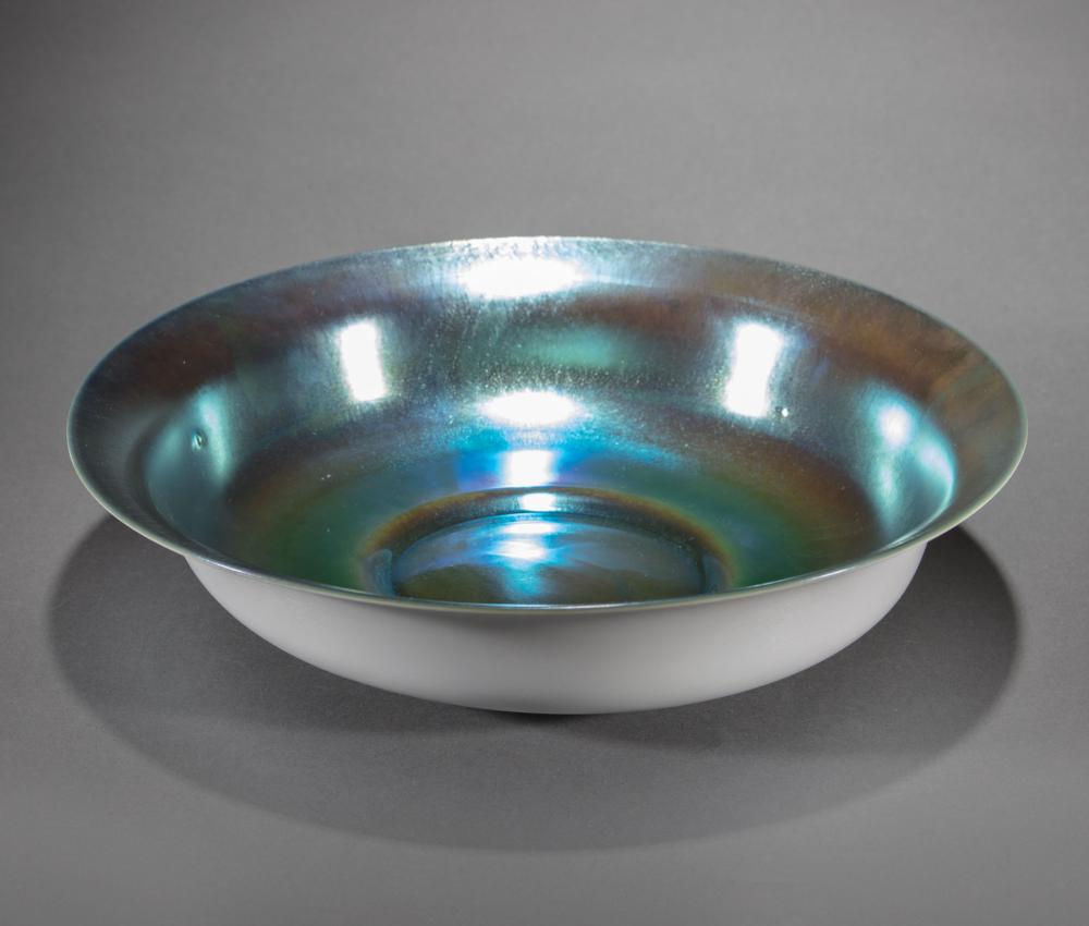 Appraisal: Steuben Glass Blue Aurene on Calcite Bowl c s Frederick