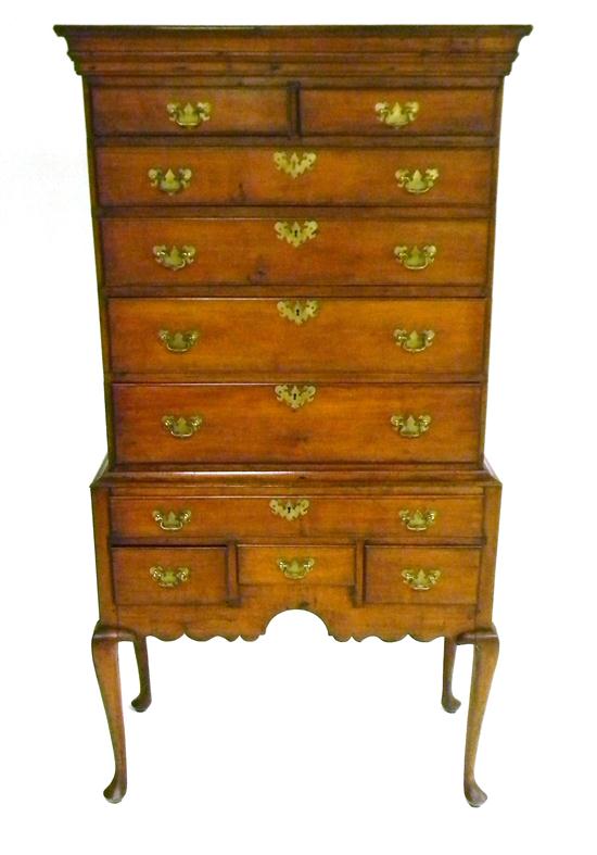 Appraisal: th C Queen Anne highboy cherry with pine as secondary