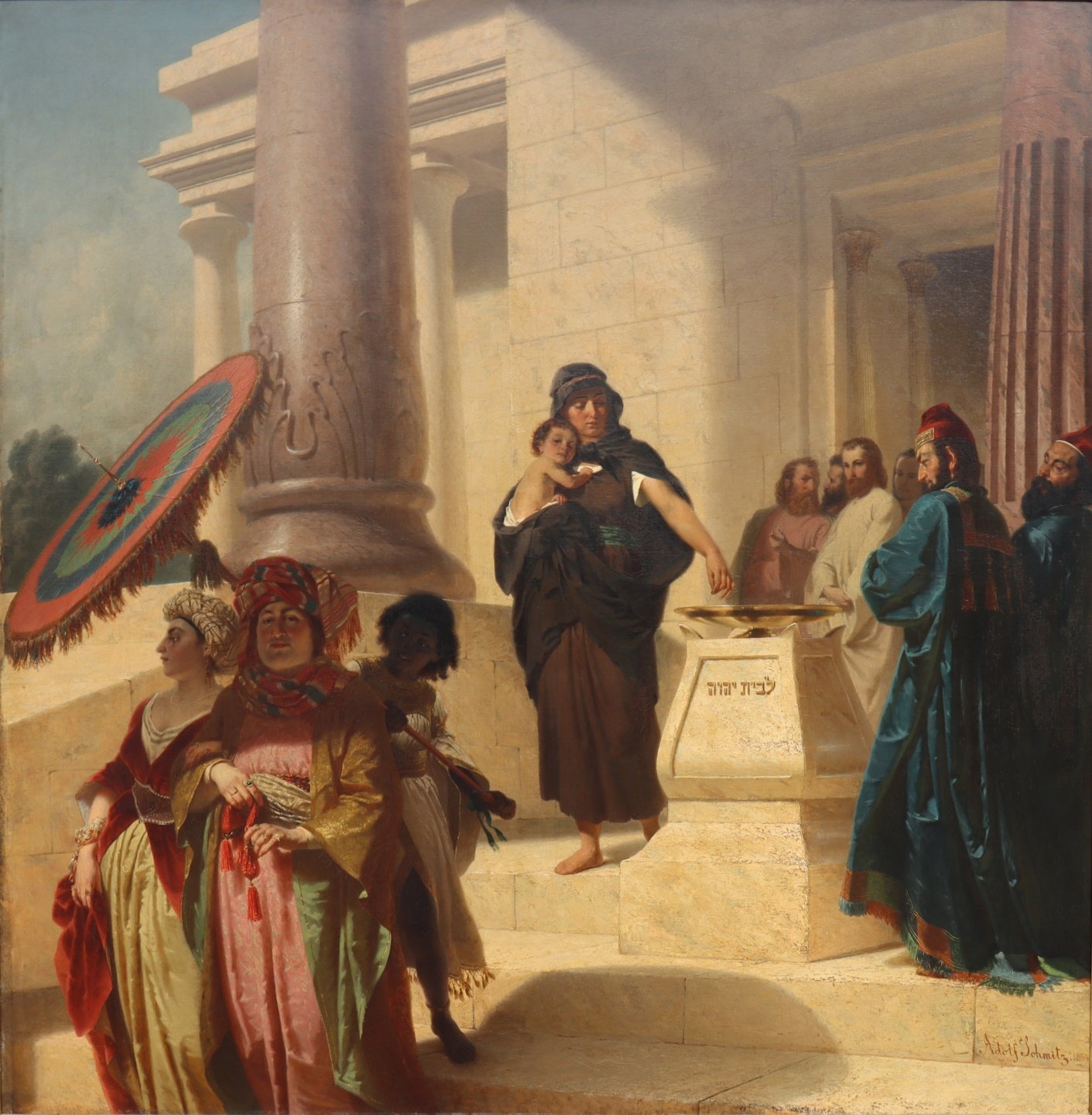 Appraisal: ADOLF SCHMITZ GERMAN - Leaving the Temple Oil on canvas