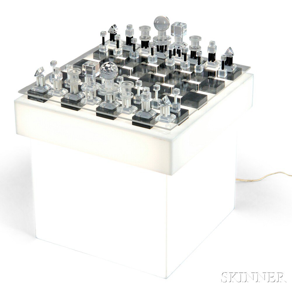 Appraisal: Charles Hollis Jones Chess Set and Stand Plastic United States