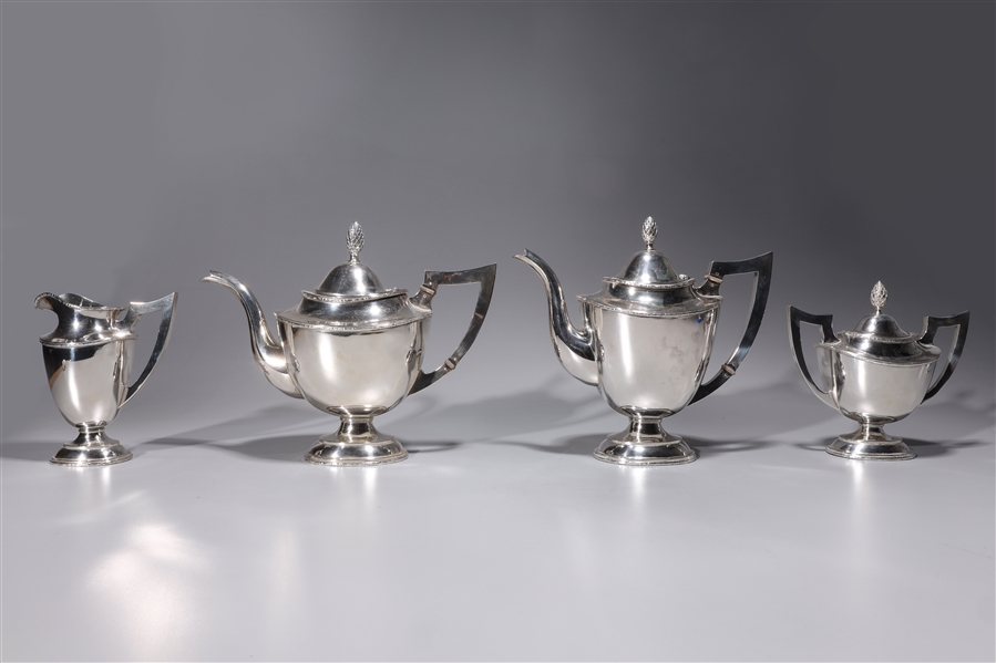 Appraisal: Sterling silver Chinese tea set including tea pot coffee pot