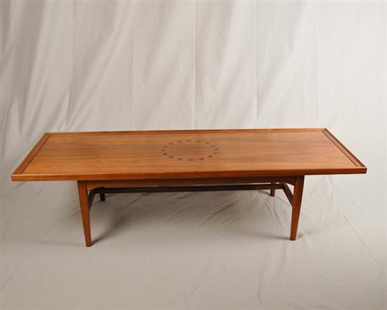 Appraisal: Danish-style Solid Walnut Coffee Table with Rosewood Inlay for Drexel